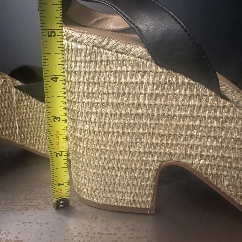 Sam Edelman Platform Heel Sandals 9.5 Festival Y2K Vacation Party Black Theresa_11